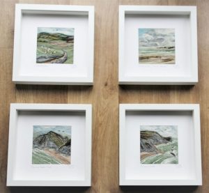 Four needle felted landscape pictures